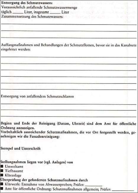 Genehmigung zur Ausfuerung einer Fassadenreinigung Teil 2