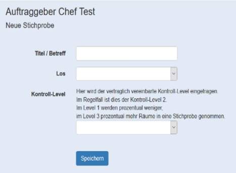Neue Stichprobe im Quaslitaetsmesssystem anlegen Neue Stichprobe im Quaslitaetsmesssystem für Gebäudereinigung anlegen
